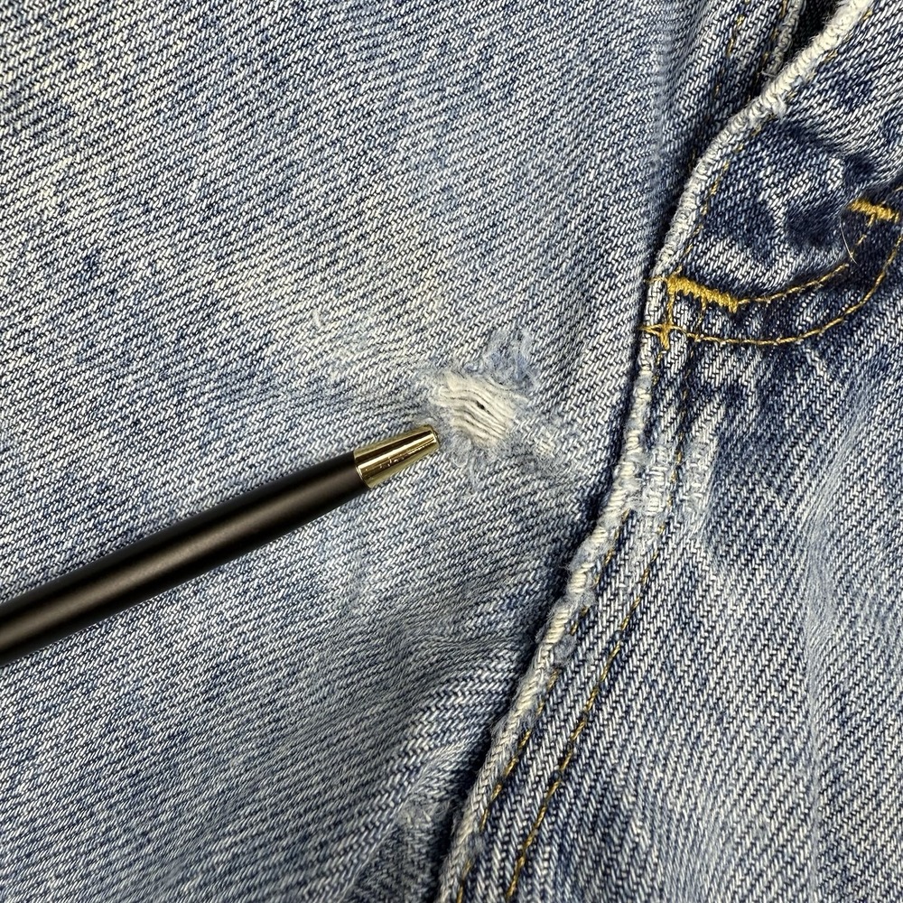 Vintage Lee Jeans Men's 31x30 (Tag 33x30) Denim Straight Leg Distressed - Picture 10 of 14
